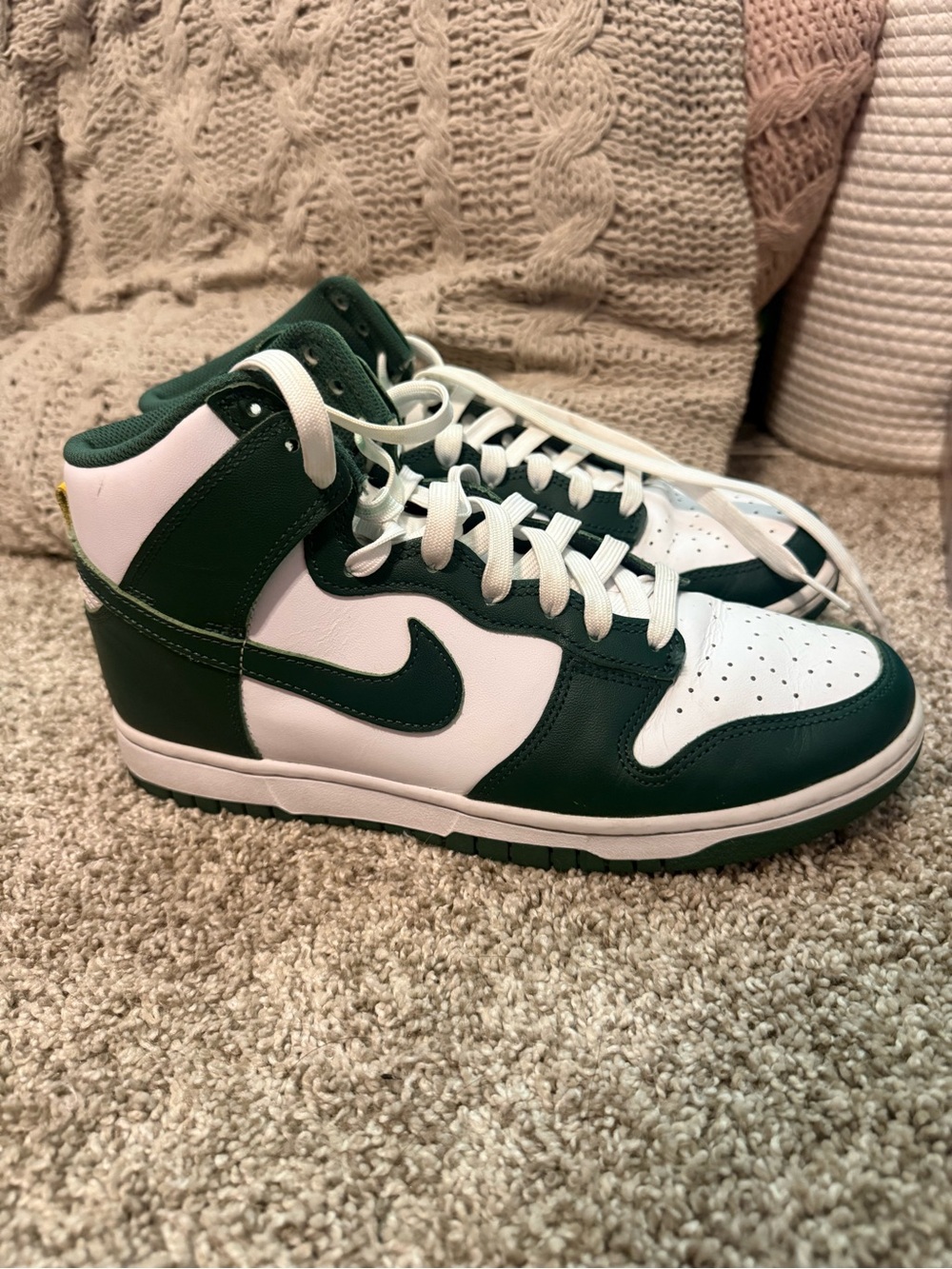 Nike High-Top Sneakers in Green and White